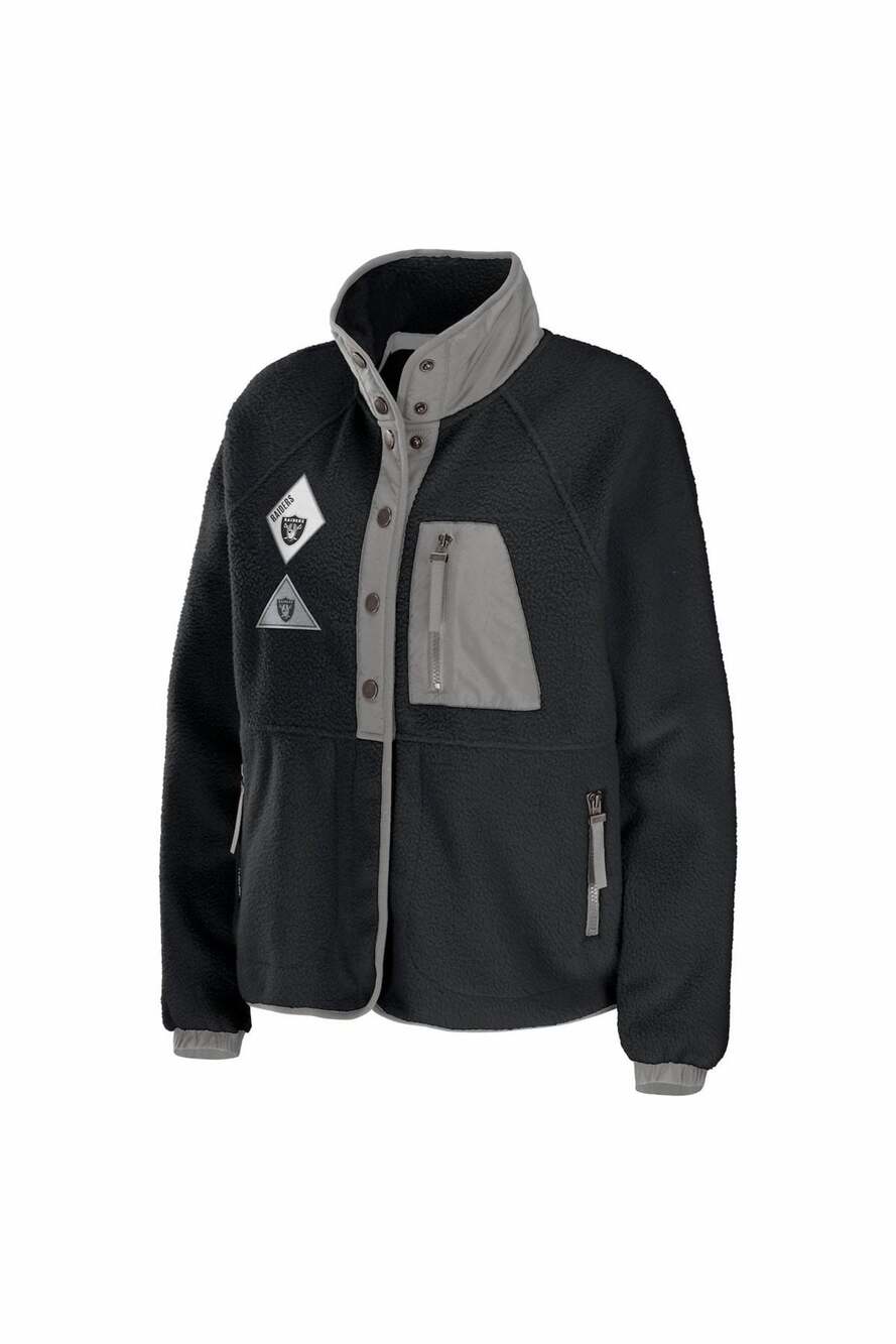 Las Vegas Raiders  - WEAR by Erin Andrews Women's Polar Fleece Raglan Full-Snap